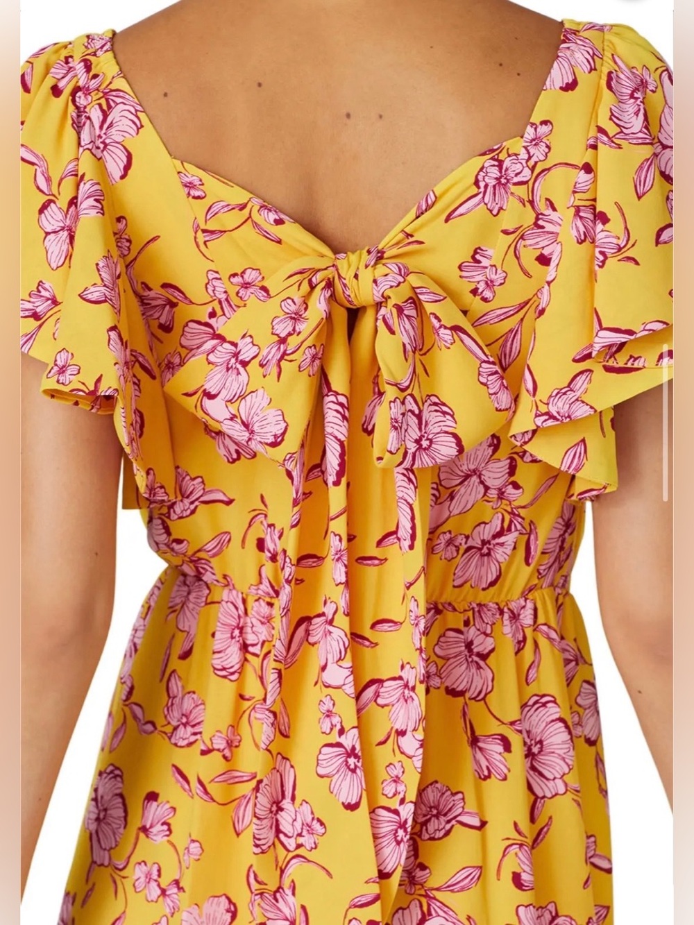 SACHIN & BABI Yellow Flutter Sleeve Floral Maxi Dress - Picture 5 of 9